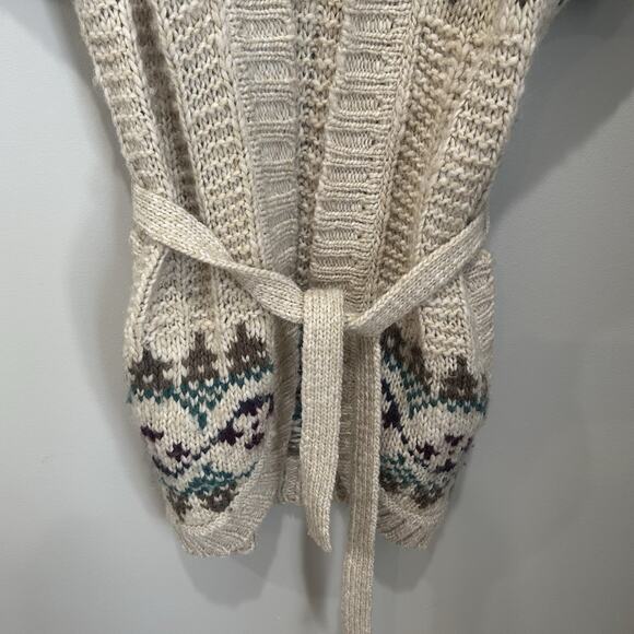 Aeropostale Cardigan Sweater Women X Small Aztec Boho Wool Blend Hood Pockets - Picture 3 of 6